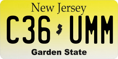 NJ license plate C36UMM