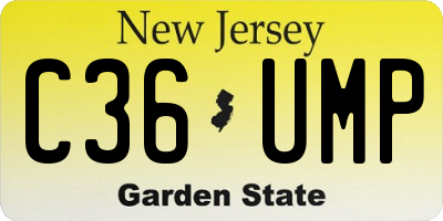 NJ license plate C36UMP