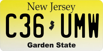 NJ license plate C36UMW