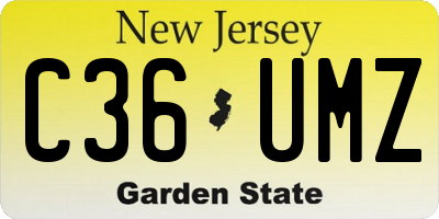 NJ license plate C36UMZ