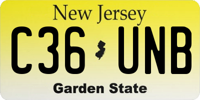 NJ license plate C36UNB