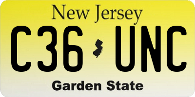NJ license plate C36UNC