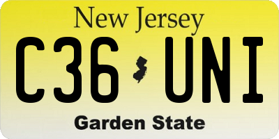 NJ license plate C36UNI