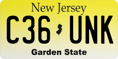 NJ license plate C36UNK