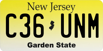 NJ license plate C36UNM