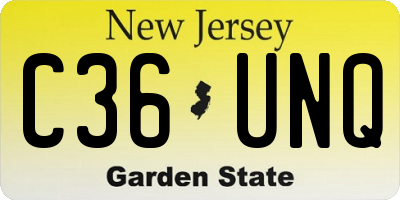NJ license plate C36UNQ