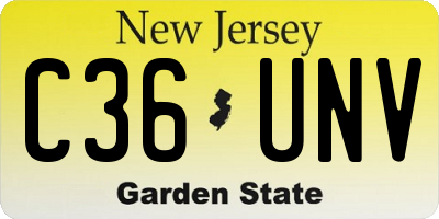 NJ license plate C36UNV