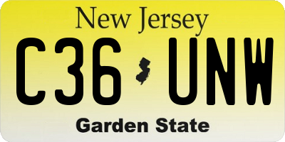 NJ license plate C36UNW