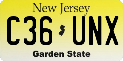 NJ license plate C36UNX