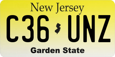 NJ license plate C36UNZ
