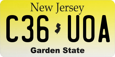 NJ license plate C36UOA