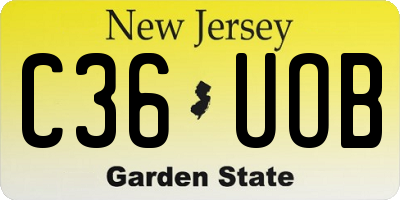 NJ license plate C36UOB