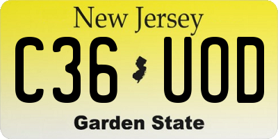 NJ license plate C36UOD