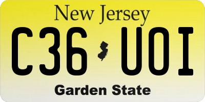 NJ license plate C36UOI