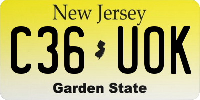 NJ license plate C36UOK
