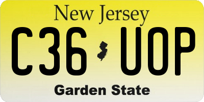 NJ license plate C36UOP