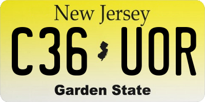 NJ license plate C36UOR
