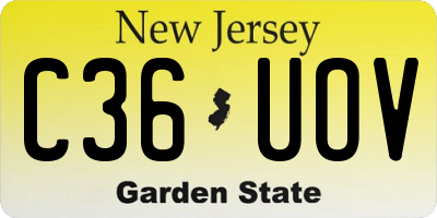 NJ license plate C36UOV