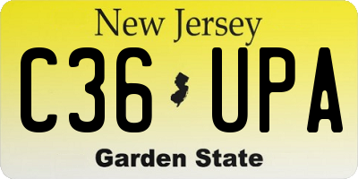 NJ license plate C36UPA