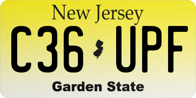 NJ license plate C36UPF