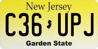 NJ license plate C36UPJ