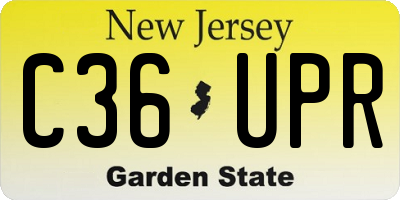 NJ license plate C36UPR
