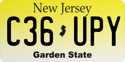 NJ license plate C36UPY
