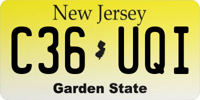 NJ license plate C36UQI