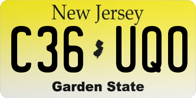 NJ license plate C36UQO