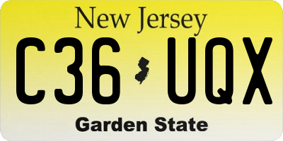 NJ license plate C36UQX