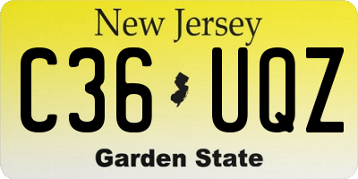 NJ license plate C36UQZ