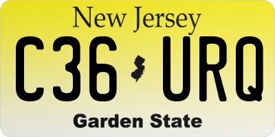 NJ license plate C36URQ