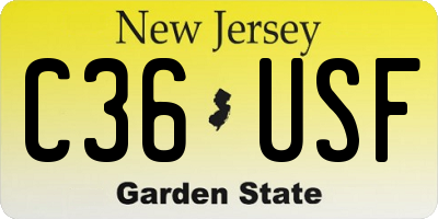 NJ license plate C36USF