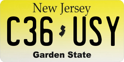 NJ license plate C36USY