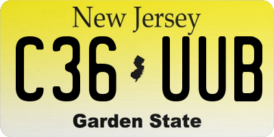 NJ license plate C36UUB