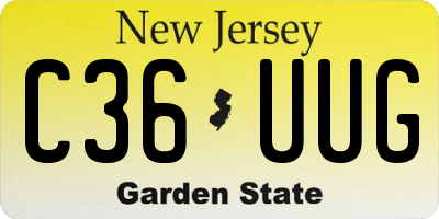 NJ license plate C36UUG