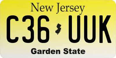 NJ license plate C36UUK