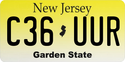 NJ license plate C36UUR
