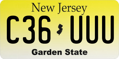 NJ license plate C36UUU