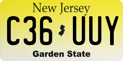 NJ license plate C36UUY