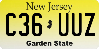 NJ license plate C36UUZ