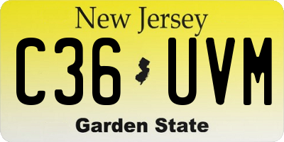 NJ license plate C36UVM