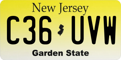 NJ license plate C36UVW
