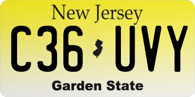 NJ license plate C36UVY