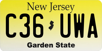 NJ license plate C36UWA