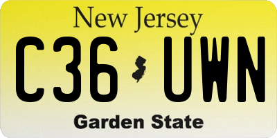 NJ license plate C36UWN