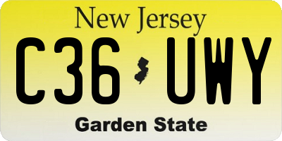 NJ license plate C36UWY