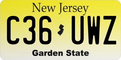 NJ license plate C36UWZ