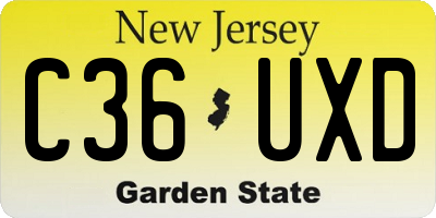 NJ license plate C36UXD