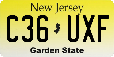 NJ license plate C36UXF
